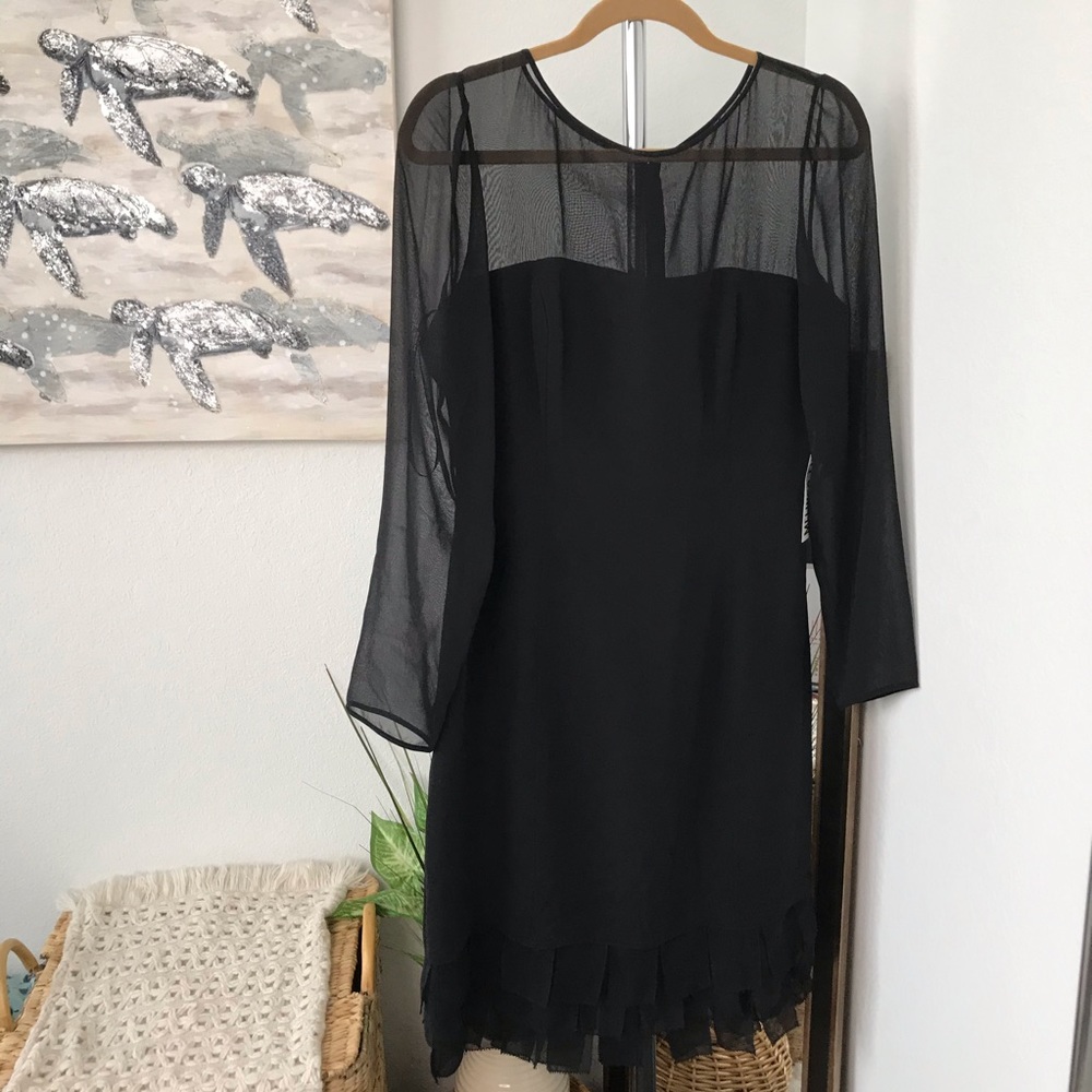 Melinda Eng Black Mesh Long Sleeve Dress NWT